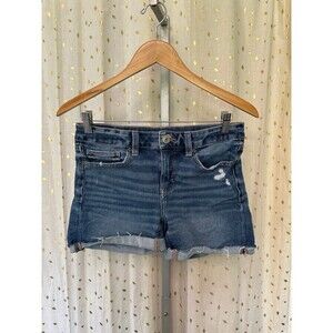 American Eagle AE Women's The Dream Jean Medium Wash Midi Demin Shorts 8